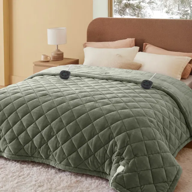 Bedsure Quilted Sherpa Fleece Heated Blanket coperta elettrica