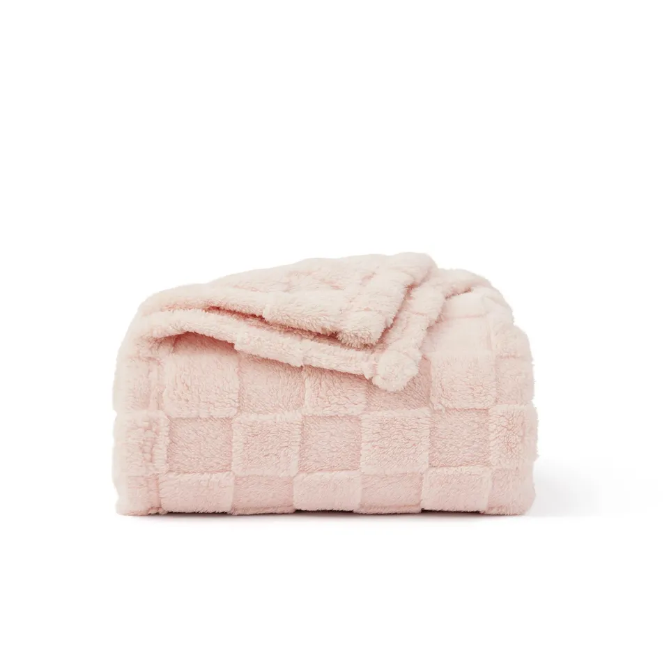 Bedsure Jacquard Coperta in Sherpa quadri