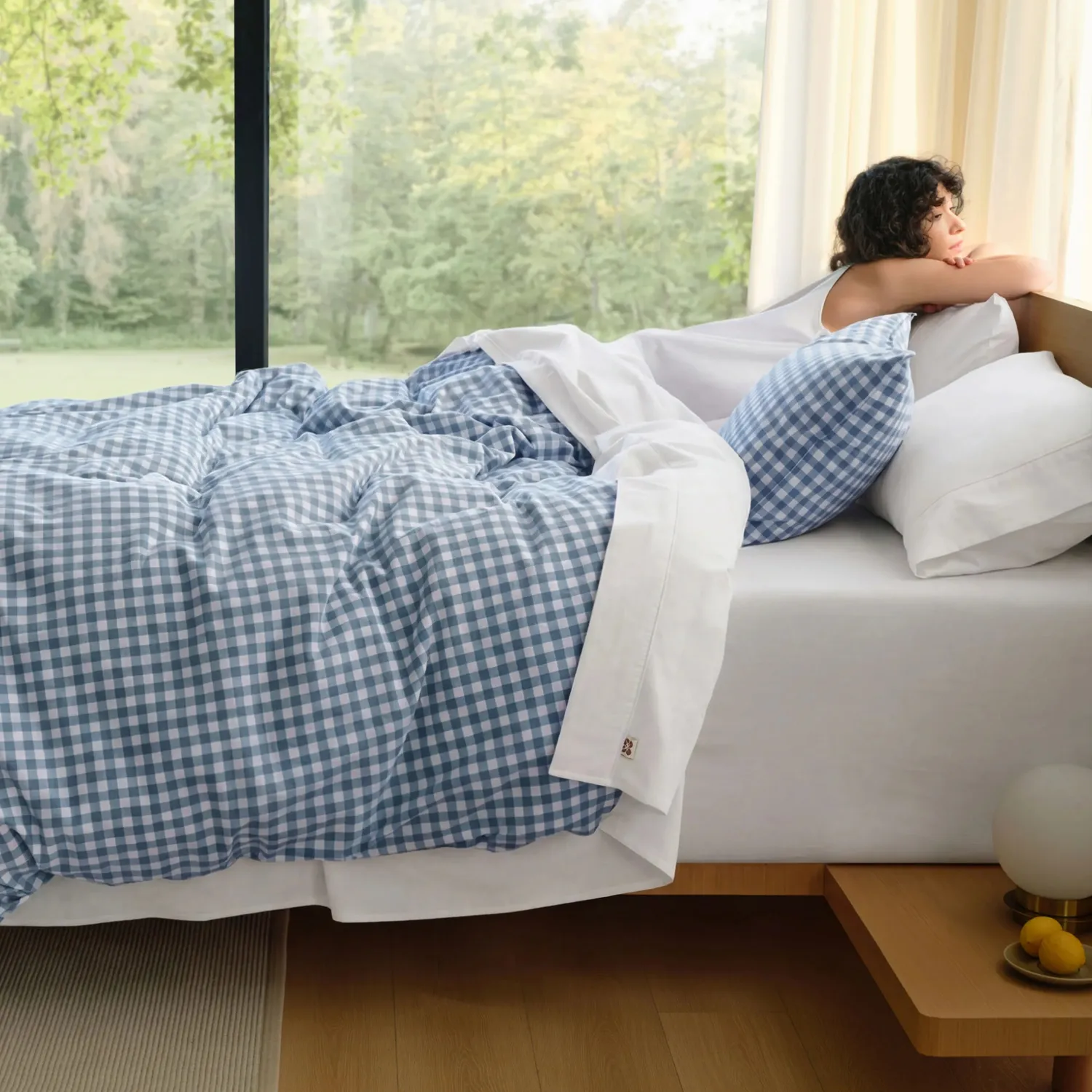 Bedsure PureWoven Natural Weekend Washed Cotton Gingham Bundle set letto