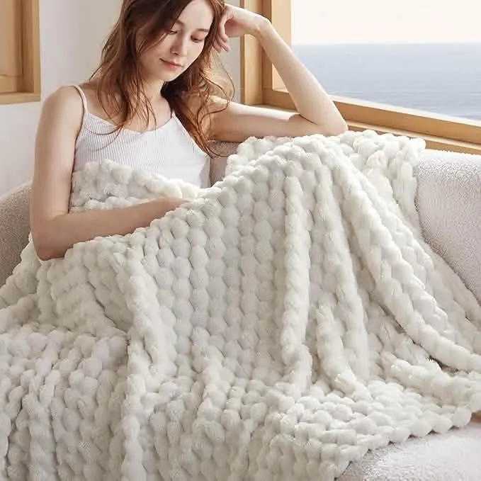 Bedsure Textured Bubble Flannel Fleece Blanket coperta