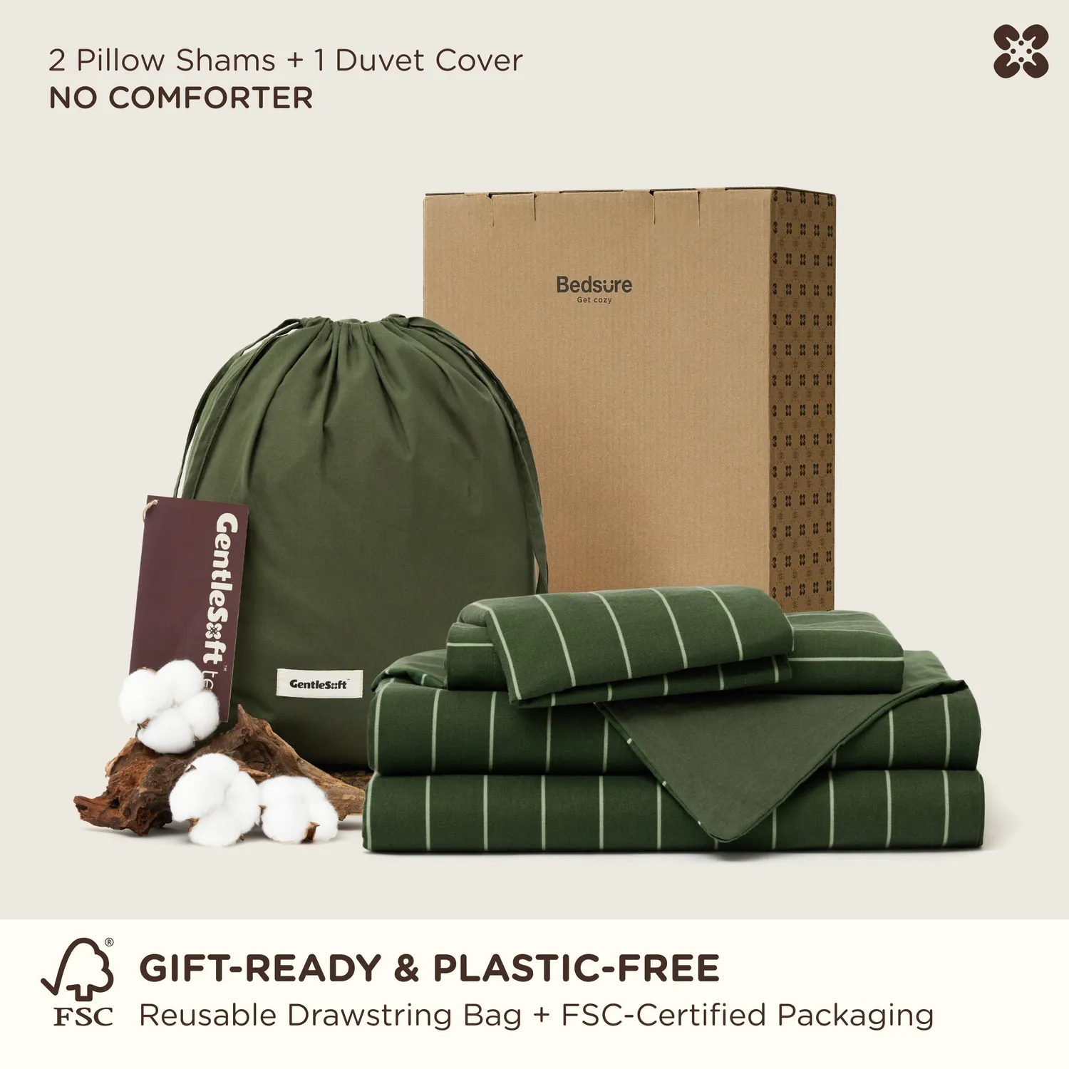 Bedsure PureWoven Set Copripiumino Cotone Righe