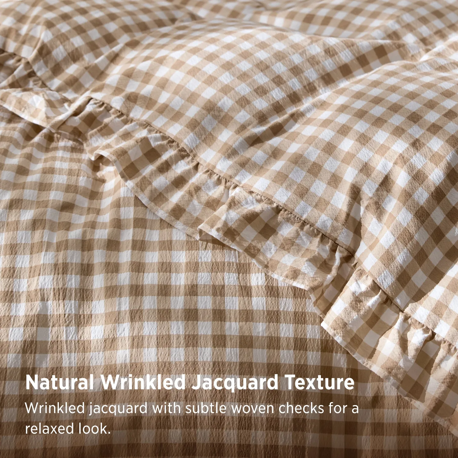 Bedsure Gingham Set Copripiumino con Volant Leggero