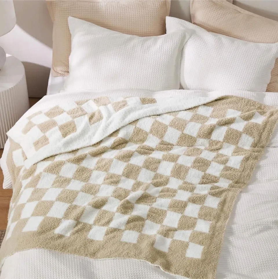 Bedsure Super Soft Reversible Checkerboard Blanket plaid quadri