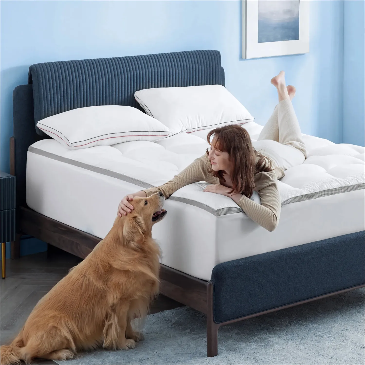 Bedsure Waterproof Mattress Topper coprimaterasso bianco