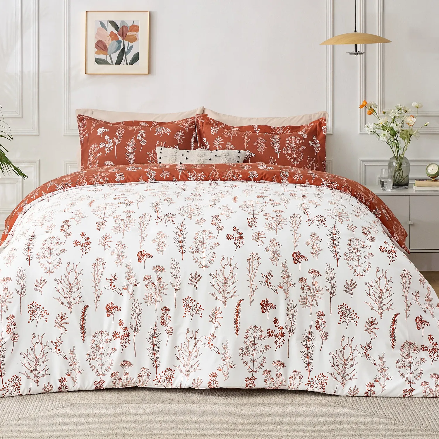 Bedsure Collections Reversible Floral Print Duvet Cover Set copripiumino