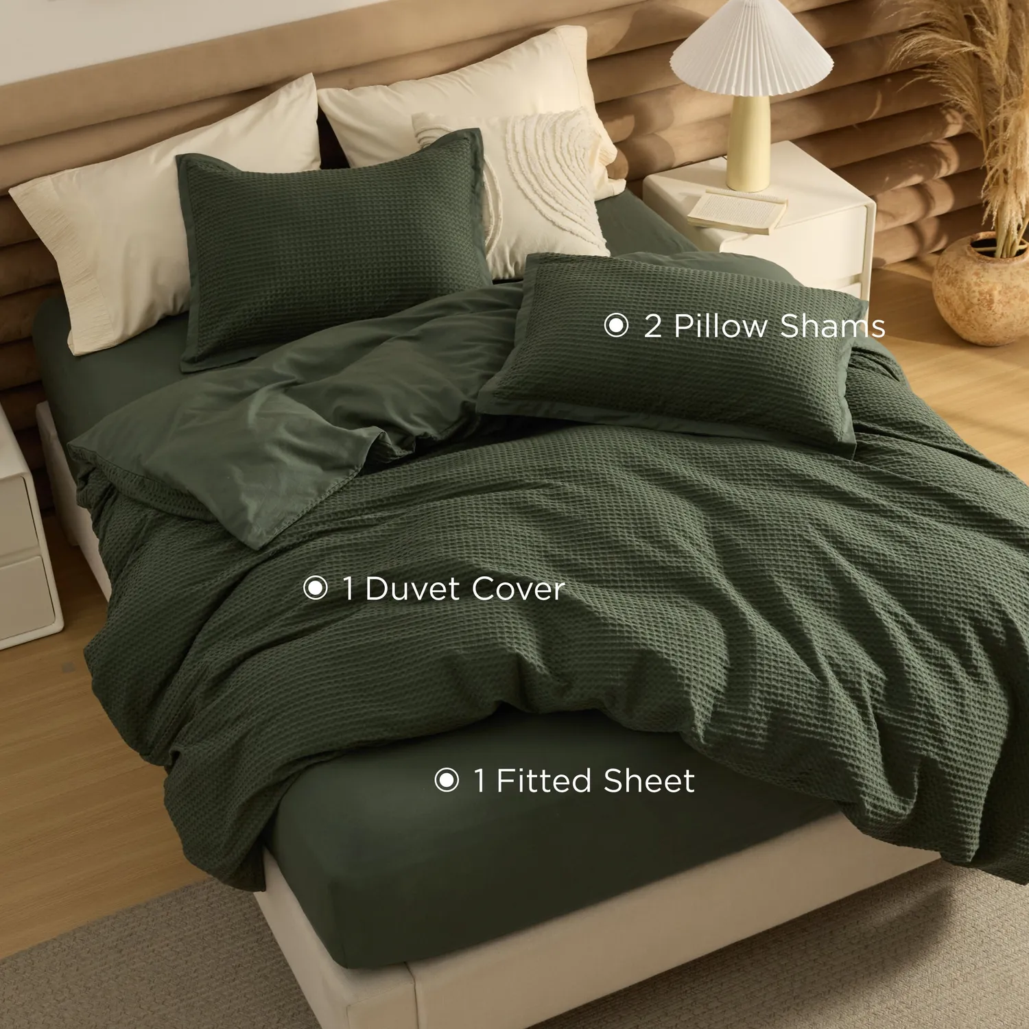 Bedsure PureWoven Cotton Waffle Duvet Cover Set copripiumino