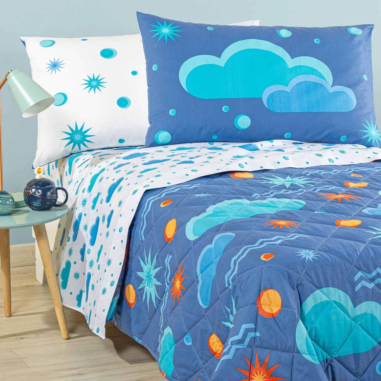 Caleffi Magica Notte Blu Copriletto Trapuntato Singolo 165x265 in cotone