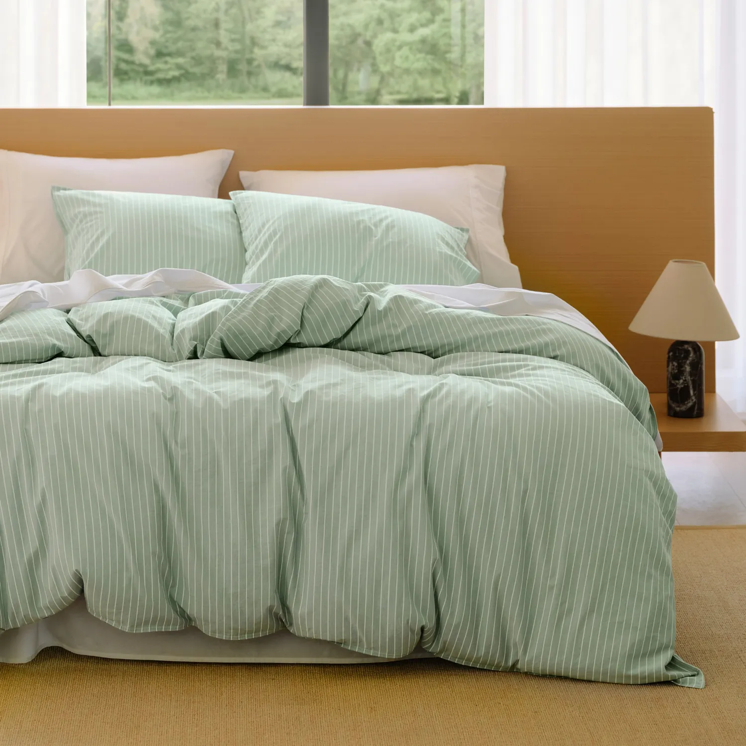 Bedsure PureWoven Natural Weekend Washed Cotton Gingham Bundle set letto