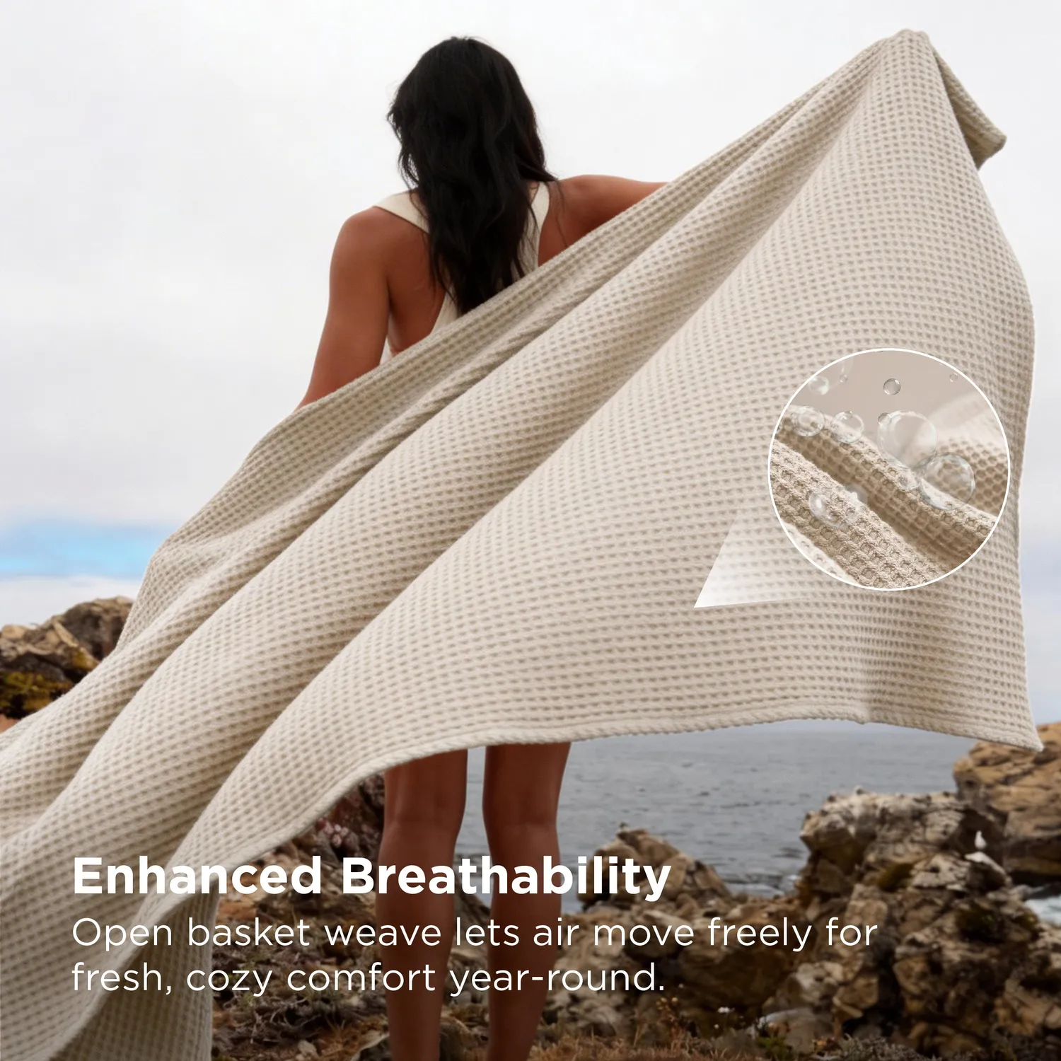 Bedsure Pure Cotton Basket Weave Coperta Cotone