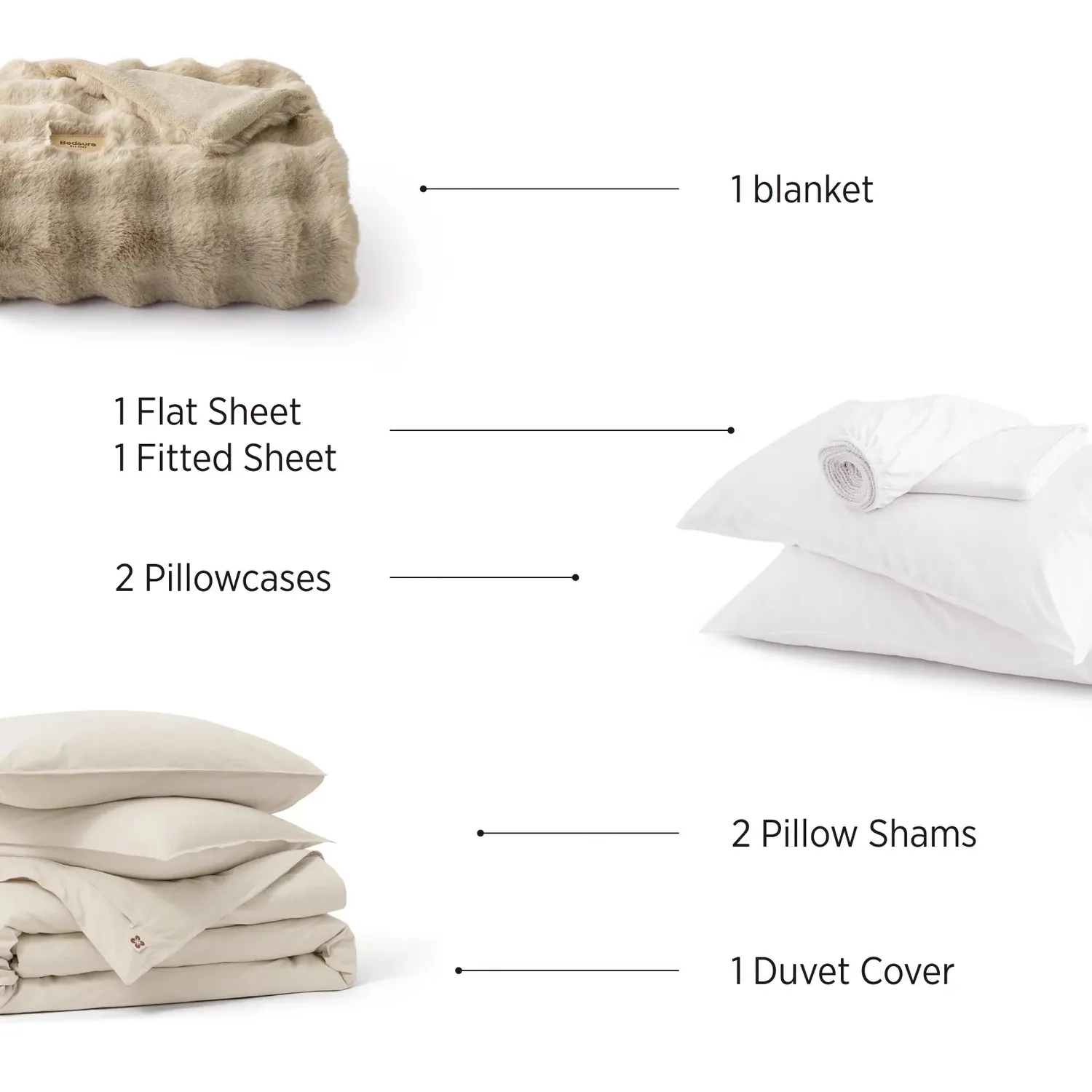 Bedsure Slub Cotton Plush Luxe Bundle Set biancheria in cotone