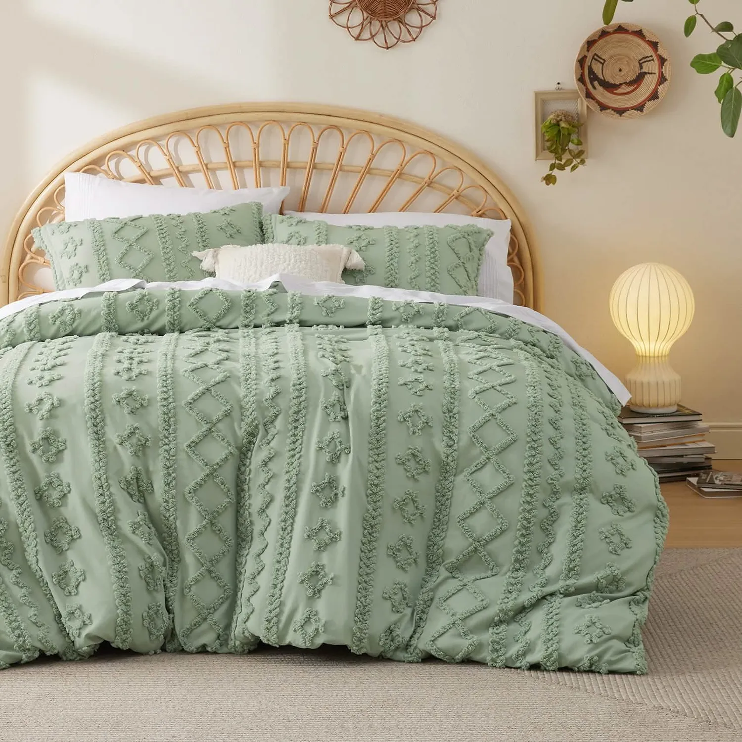 Bedsure Boho set copripiumino ricamato in microfibra