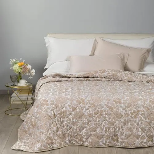 Caleffi Floral copriletto matrimoniale raso jacquard anallergico